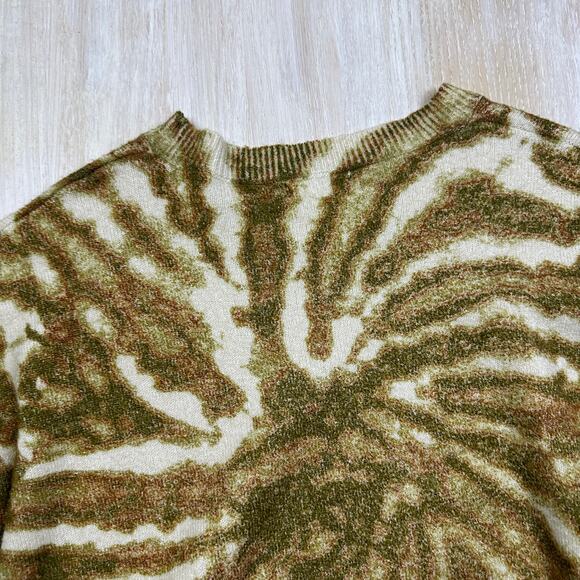 Gilded Intent Buckle Crew Neck Boho Cozy Knit Tie Dye Soft Pullover Sweater LG - Picture 10 of 16